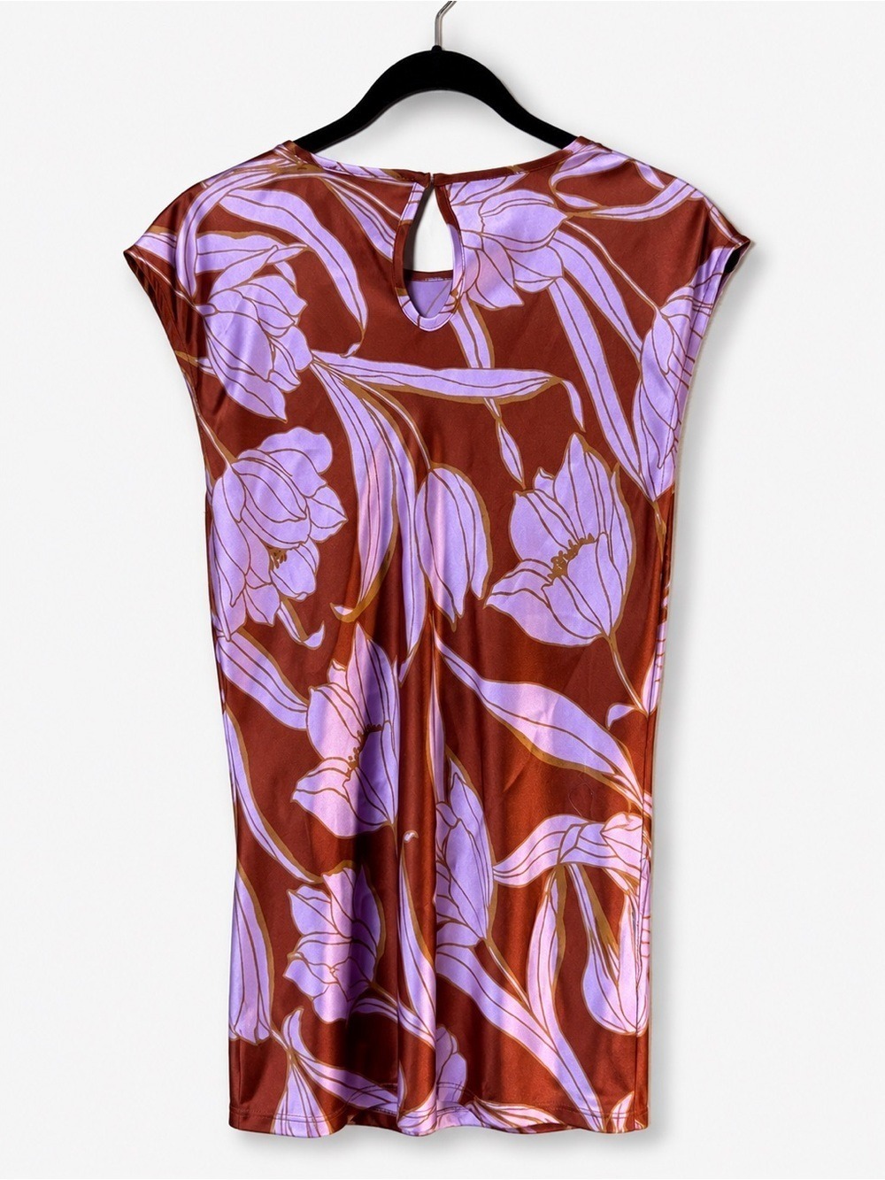 House of Harlow 1960 Cassia Floral Ring Maxi Dress Purple Brown M - Picture 5 of 12